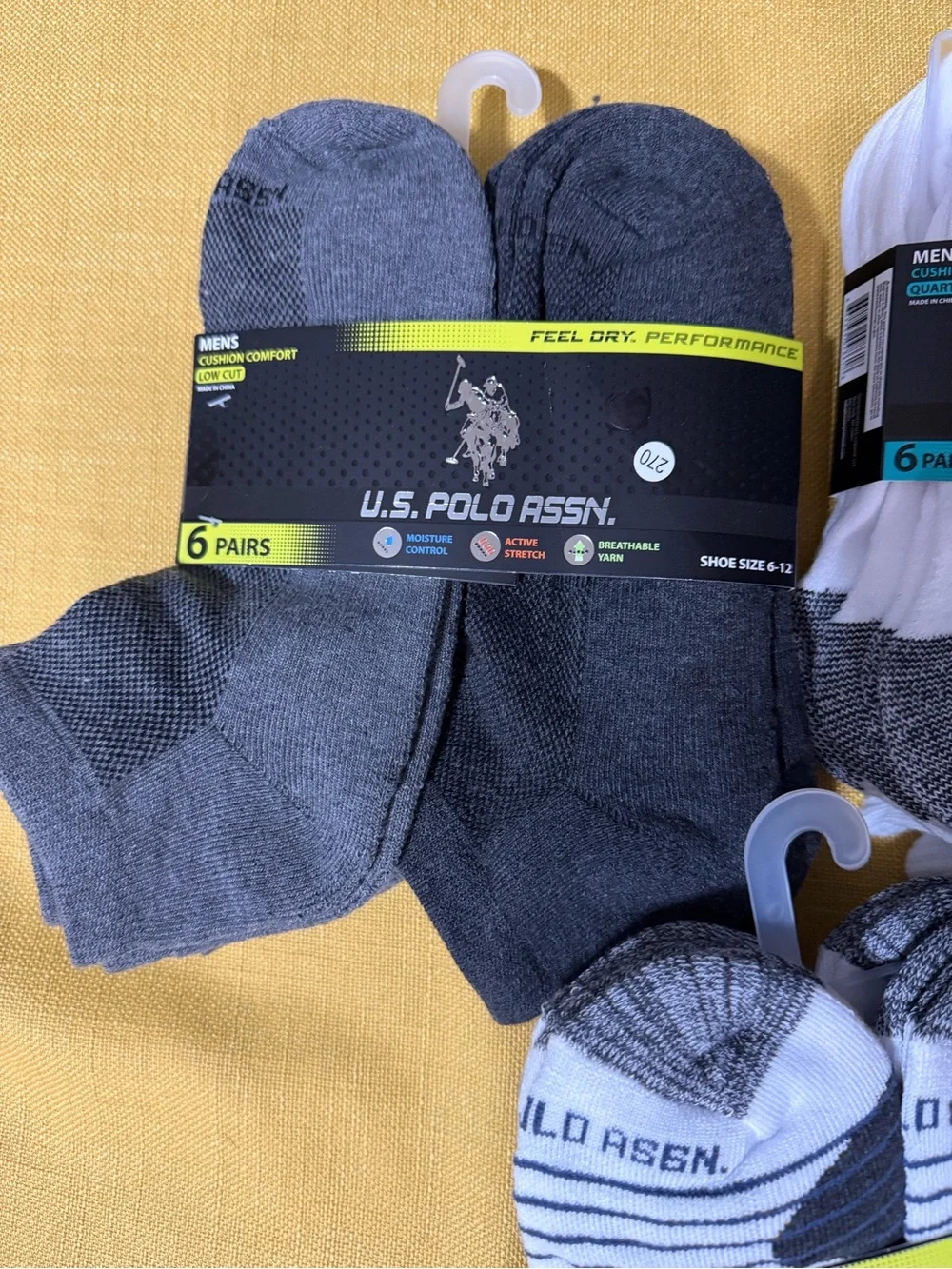 U.S. Polo Assn. Men's Low-Cut Athletic Sock 6-Pack - White & Gray